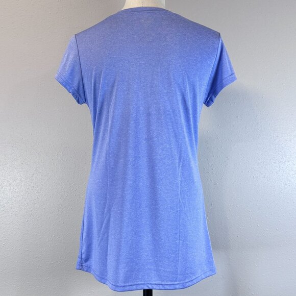 Superman Womens XL Athletic Tee Shirt "I Dont Sweat I Glow" Blue Graphic Print - Picture 2 of 11